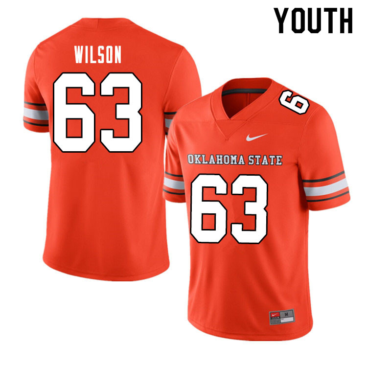 Youth #63 Braedy Wilson Oklahoma State Cowboys College Football Jerseys Sale-Alternate Orange - Click Image to Close